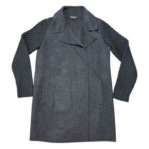 Vince Gray Wool Knit Long Sleeve Button Coat, Medium